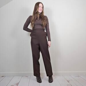 Vintage 80s Houndstooth Trousers Brown Black L/XL Short